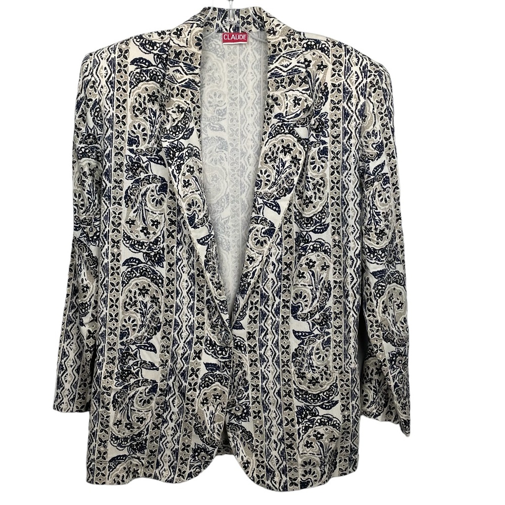 Claude Rare Vintage 80’s Printed Blazer with Front Pockets Size Small